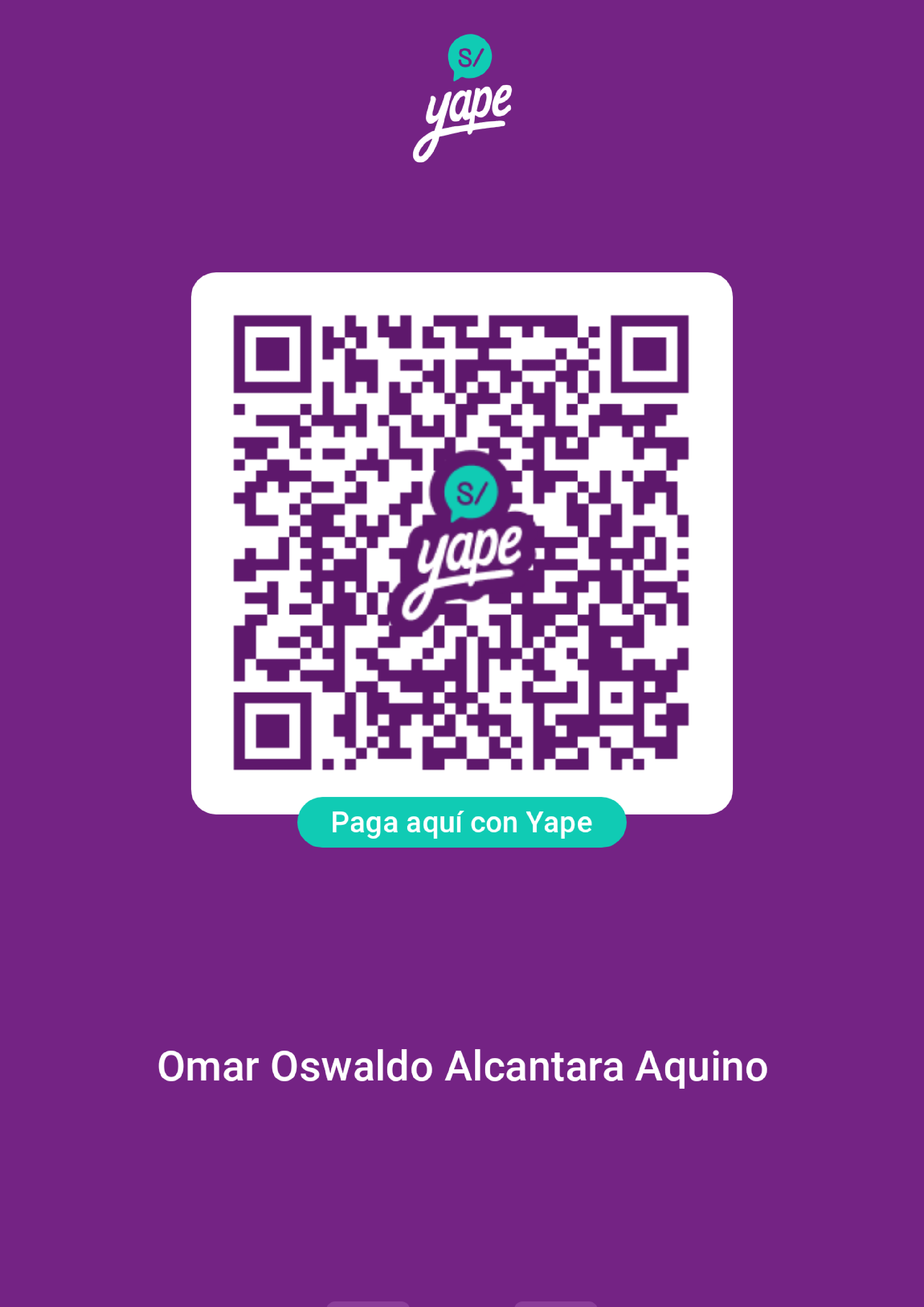Código QR de Yape para pagos a Omar Oswaldo Alcantara Aquino